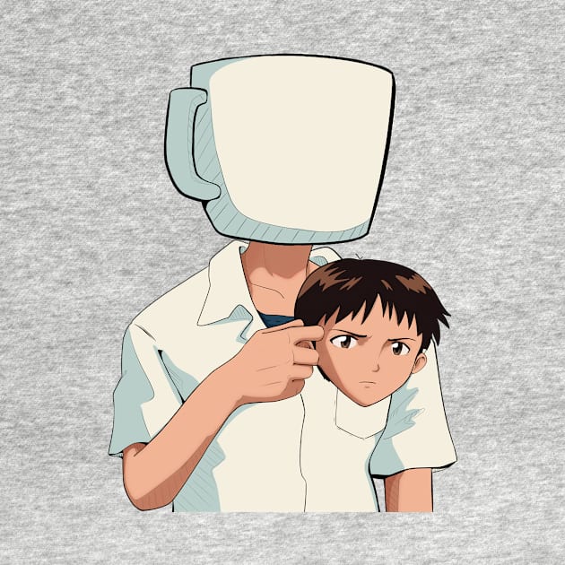 Shinji Holding a Mug HD (Mug Holding a Shinji) Restored image Neon Genesis Evangelion by Scribble-LeviJo